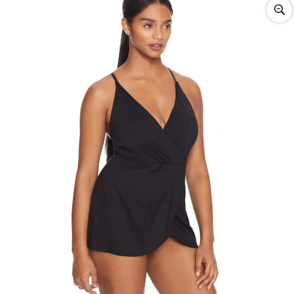 NWT Anne Cole Women's Black Swimdress with Skort - Picture 2 of 8